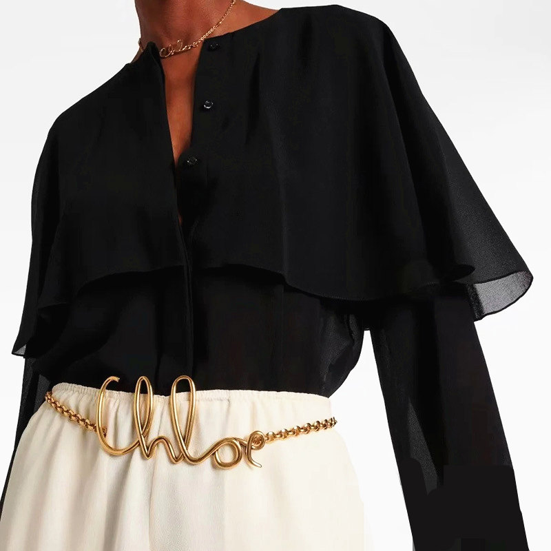HANGZHI Vintage Color dorado letra cintura cadena suéter cadena faldas pantalones accesorios Punk collar joyería para mujeres