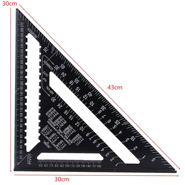 Angle Ruler 7/12 inch Metric Aluminum Alloy Triangular Measuring Ruler Woodwork Speed Square Triangle Angle Protractor: 12inch