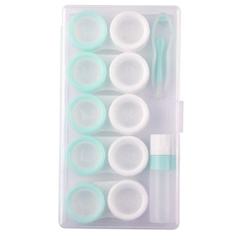 5 Pairs Contact Lens Case Eye Contact Lens Box Women Travel Contact Lenses Case Soak Container Lenses Box for Beauty Pupil: green white