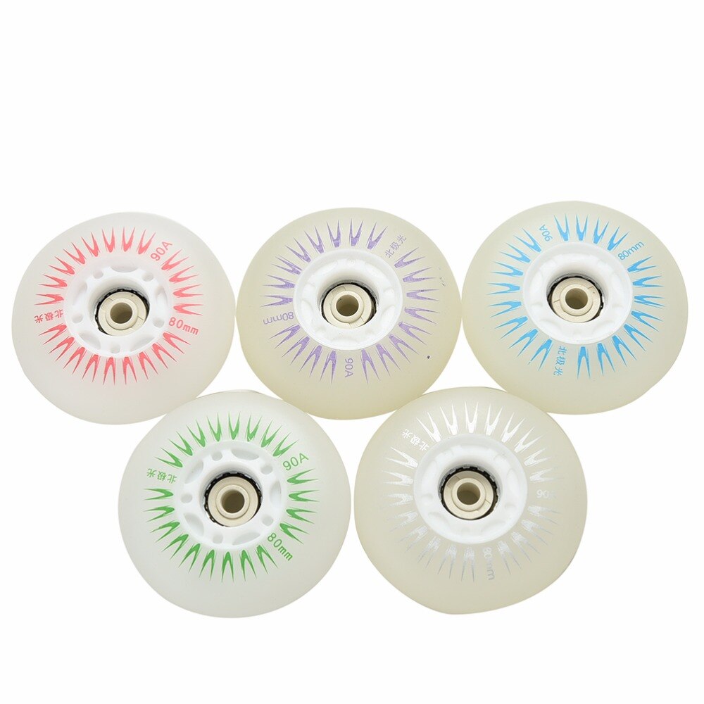1 sztuk Wholewale 80mm 90A migające światło rolki Inline przesuwne Lampa błyskowa PU rolki kółka robić deskorolki bez łożysk 5 kolorów