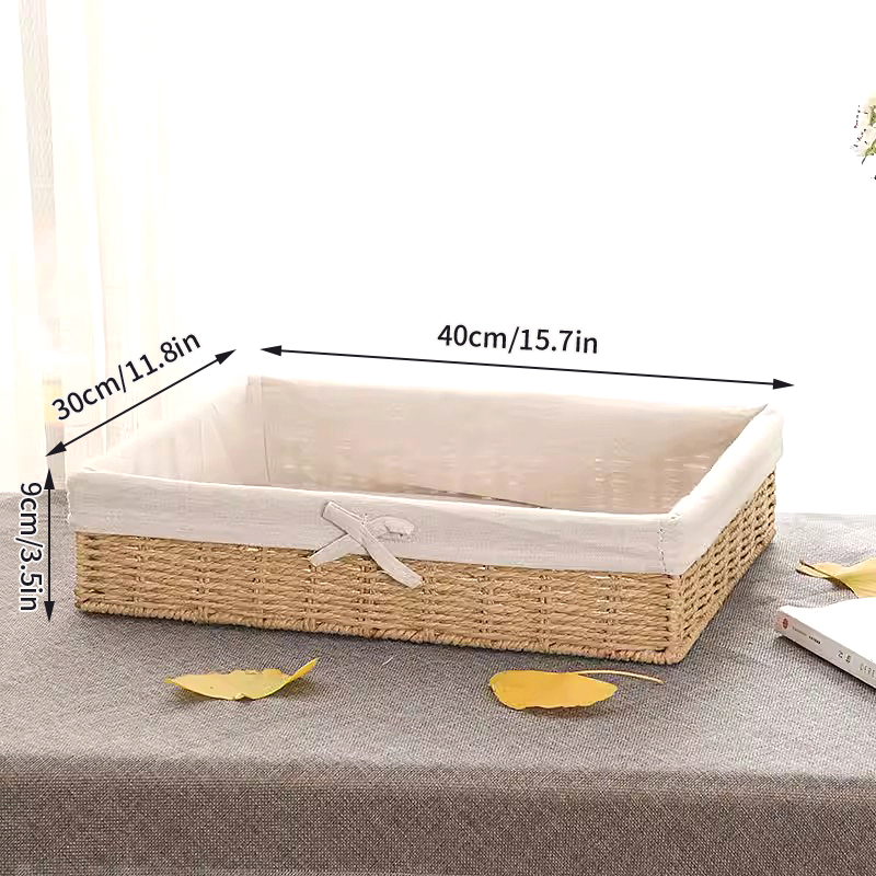 Papieren Touw Geweven Opbergmand Desktop Organizer Cosmetica Opbergcontainer Speelgoed Diversen Opbergdoos Picknick Fruit Snackmand: plum