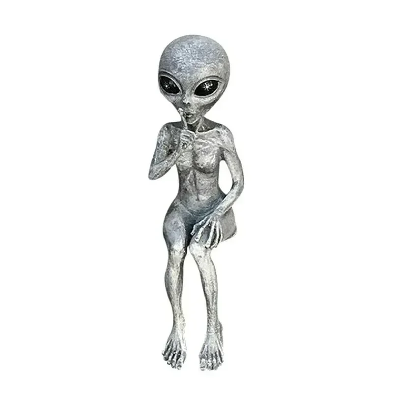 Grappige hars buitenaardse standbeeld buiten tuindecoratie UFO dwerg sculptuur desktop home decor voor Halloween kerstversieringen: Licht Groen