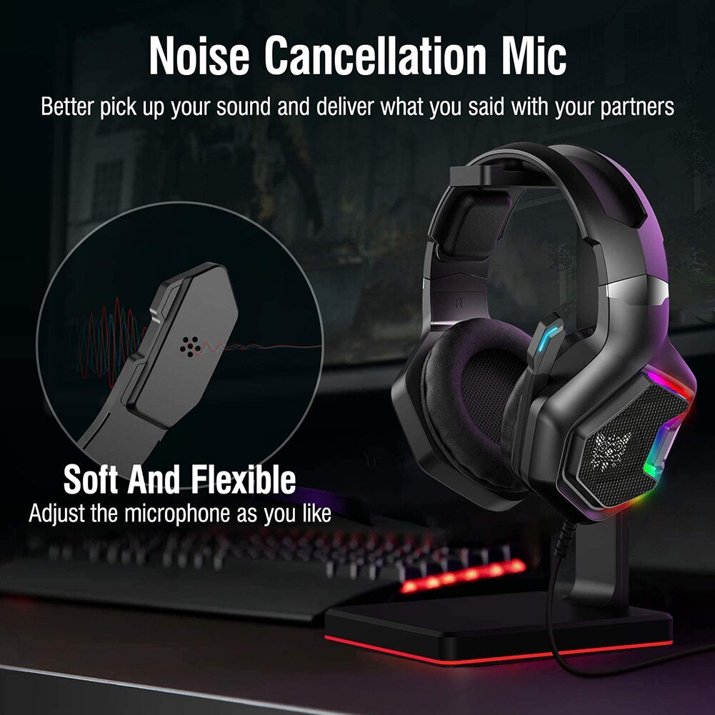 K10 pro wired gaming fones de ouvido rgb música fone de ouvido com microfone
