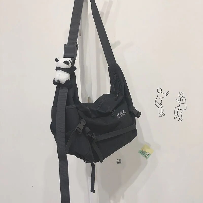 Borsa a tracolla da donna Kpop borsa da scuola per adolescenti impermeabile in nylon cargo hip-hop borsa a tracolla High street di grande capacità casual