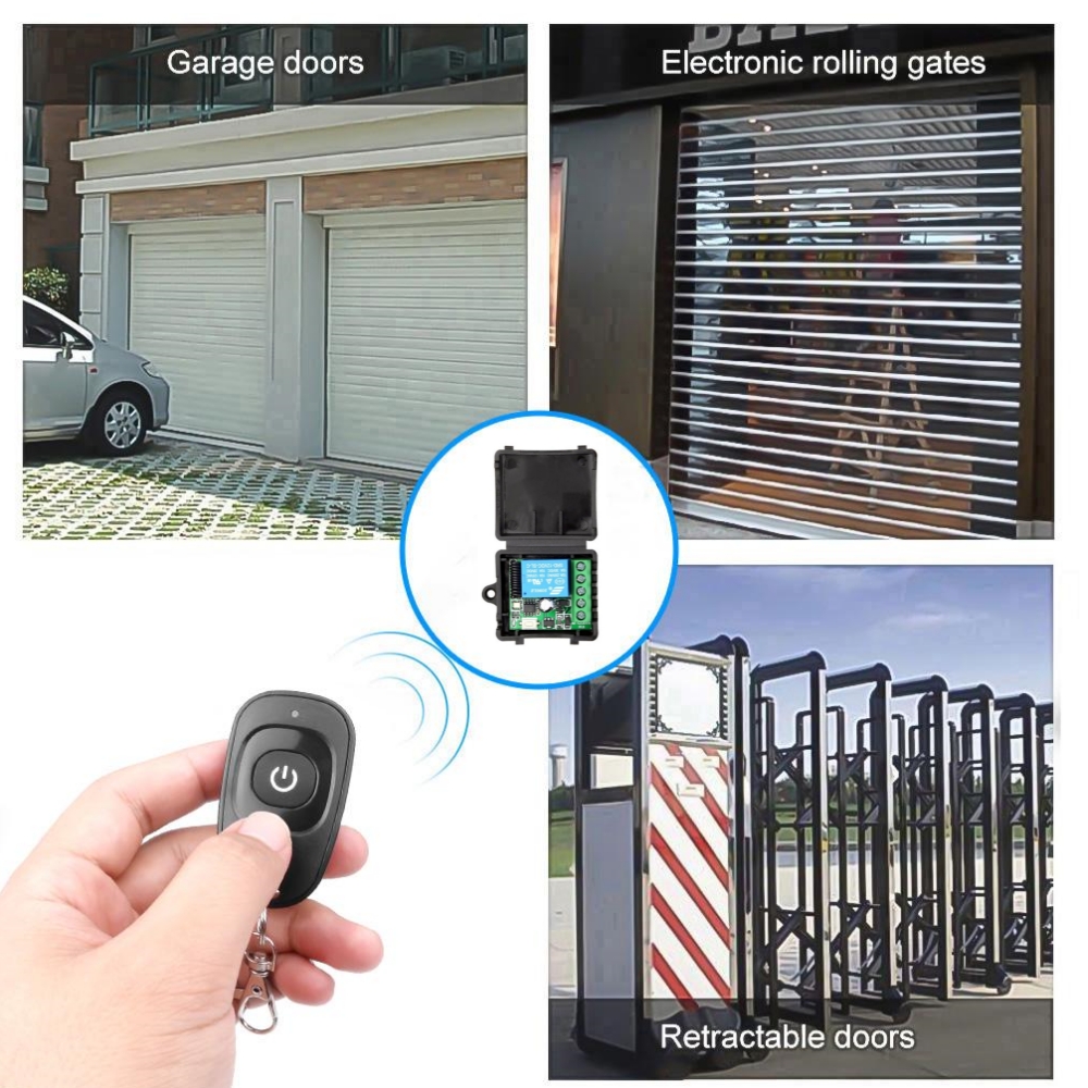 433MHz DC 12V 1CH Relay Module Receiver EV1527 Wireless Remote Control Switch for Garage Gate Motor Light Lamp DIY