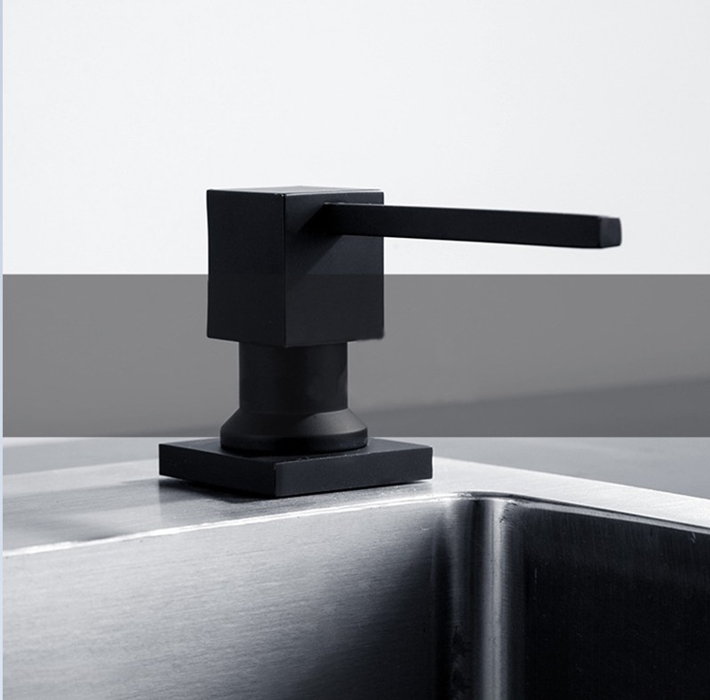 Mttuzk solid 304 rustfrit stål børste sæbedispenser abs flaske håndvasktilbehør flydende genopfyldningsvask firkantet sæbedispenser: Sort