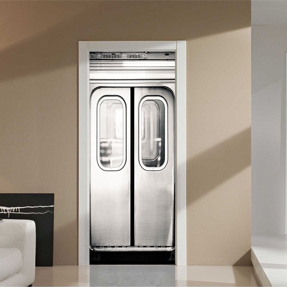 3D Imitation Subway Gate Door Stickers For Living Room Bedroom Renew Waterproof Poster Removable Self Adhesive Wallpaper Decor