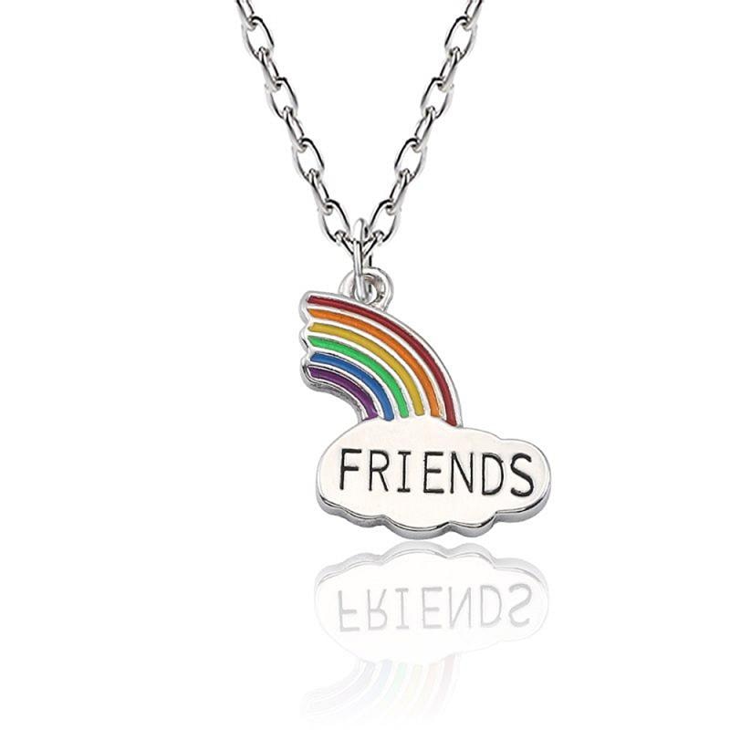 2 teile/satz Beste Freund Nähte Anhänger Halskette Für Frauen Nette Bunte Regenbogen Halskette Halsband Halskette Schmuck