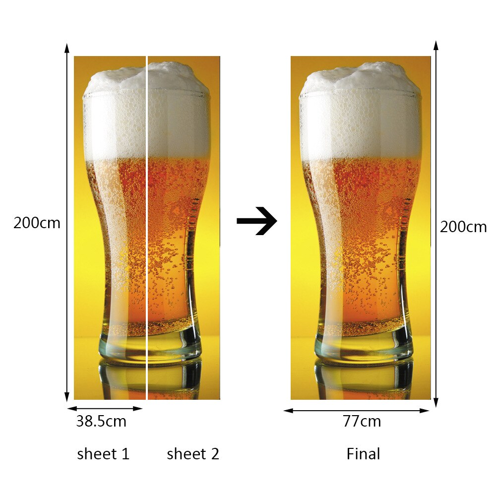 Beer Door Sticker Poster Wall Decal Door Mural Art Bedroom Door Waterproof PVC Bar Sticker DIY Home Decor
