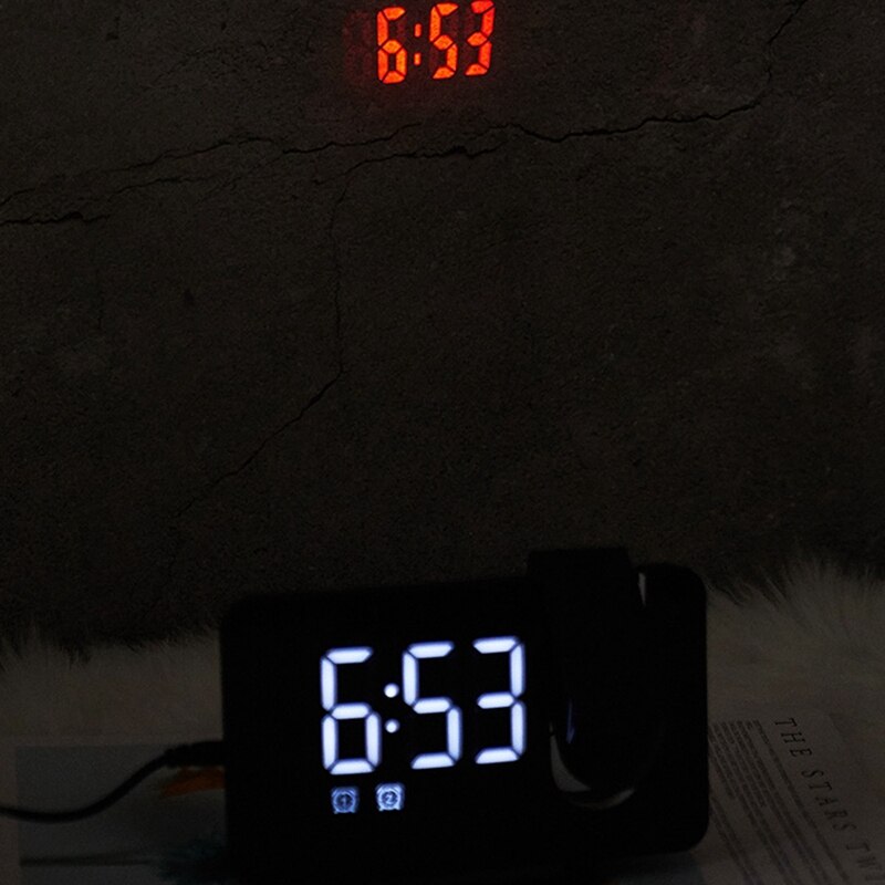 Projection Alarm Clock for Bedroom,Projector Ceiling Clock with Digital LED Temperature Humidity Display,Projector