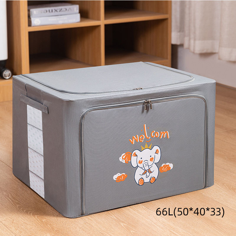 Cartoon foldable storage box household clothes quilt storage box large Oxford Bubner box storage box: grey66L-50-40-33