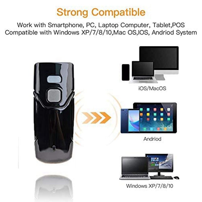 Scanner de código de barras 2.4g sem fio + bluetooth + usb com fio apoio código de barras e código qr para iphone ipad tablet pc