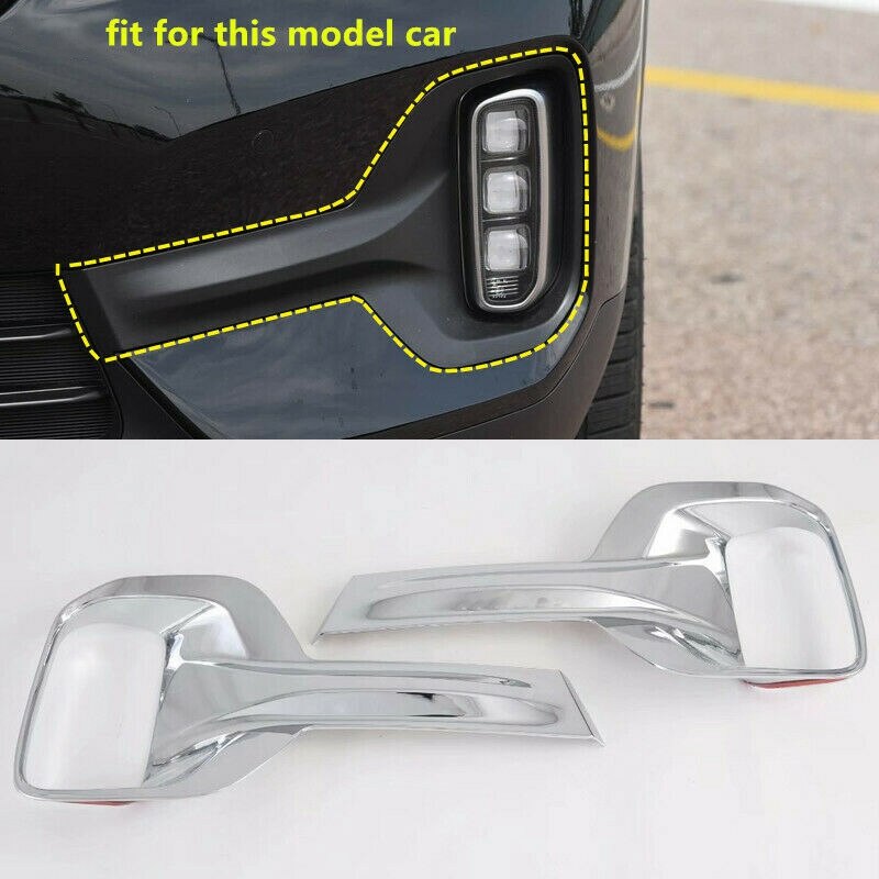 2Pcs Car Front Fog Lamp Cover Fog Lamp Decorative Frame Auto Accessories for Kia Seltos KX3