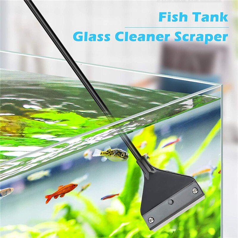 Fish Tank Algae Scraper With Long Handle Stainless Steel Aquarium Glass Impurities Remover Home Cleaning Tools
