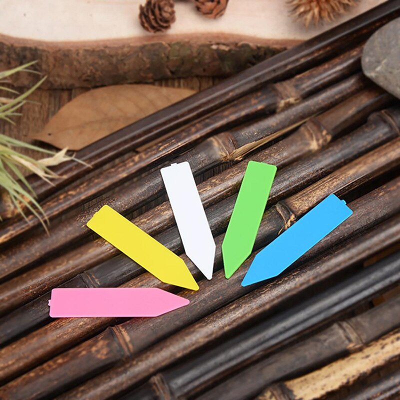 Etiquetas de PVC de 100 piezas para plantas de jardín, etiquetas brillantes para macetas de flores, marcadores de vivero, herramientas de marcado de bandeja, accesorios de jardín
