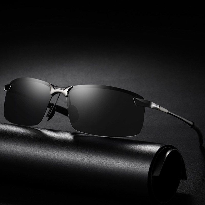 Klassieke gepolariseerde zonnebril voor heren, vierkant montuur, zonnebril voor autorijden, montuurloos,  uv400 zonnebrillen, gafas de sol hombre
