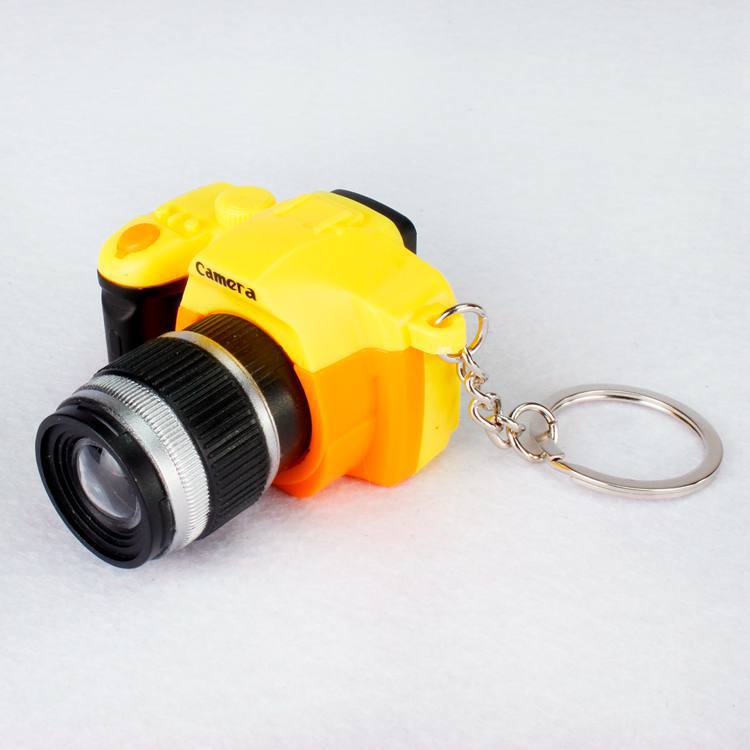 Kamera bil nøgleringe børn digital slr kamera legetøj førte lysende lyd glødende vedhæng nøglering taske tilbehør plast legetøj: Gul