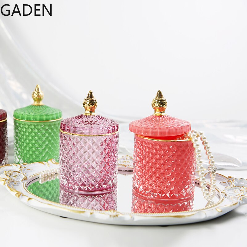 Franse Licht Luxe Multicolor Glas Opslag Pot Handgemaakte Aromatherapie Fles Wattenstaafje Tandenstoker Opbergdoos Kaars Jar