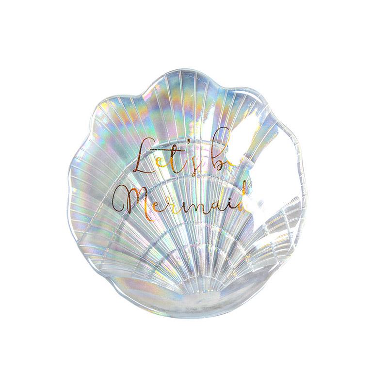 Trinket Sieraden Lade Ring Dessertbord Houder Fotografie Road Kleurrijke Shell Vorm Glas Plaat Met Shell Vorm Plaat