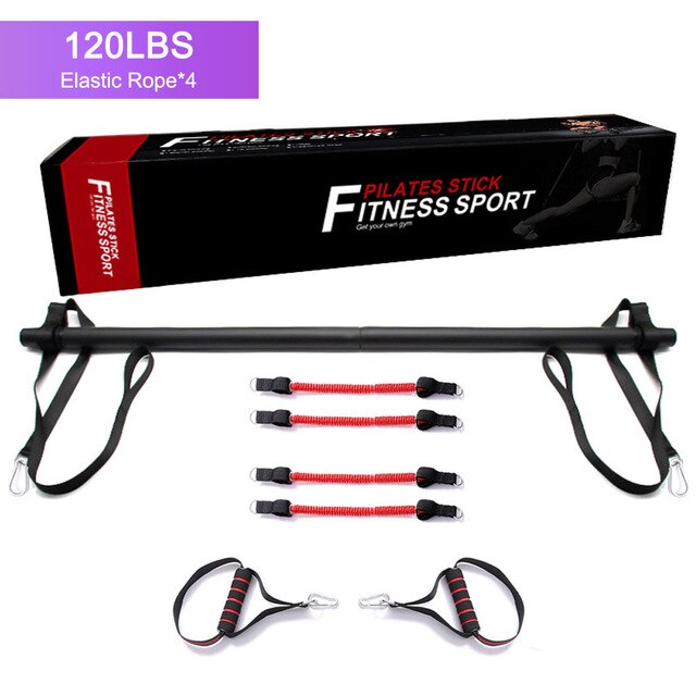 Equipo mejorado de barra de Pilates/Yoga/entrenamiento, con línea de Hipsline ajustable, estiramiento muscular, EVA, antideslizante, banda de resistencia de alta elasticidad: Chocolate