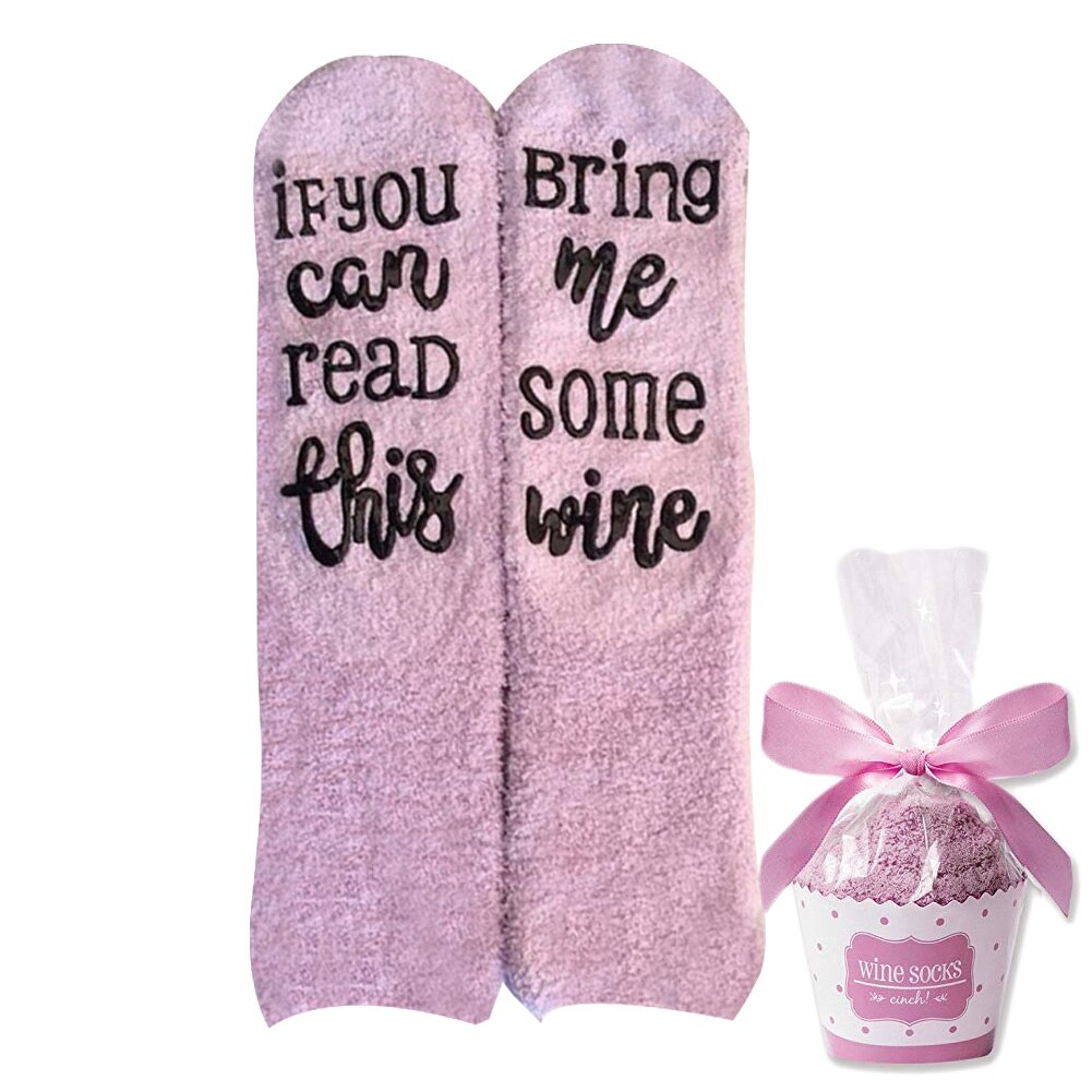 , Jeśli możesz przeczytać do skarpetki, przynieś mi trochę wina lista śmieszne skarpetki akcesoria prezenty dla kobiet dziewczyny biodro chmiel modny śliczne skarpety: Fioletowy