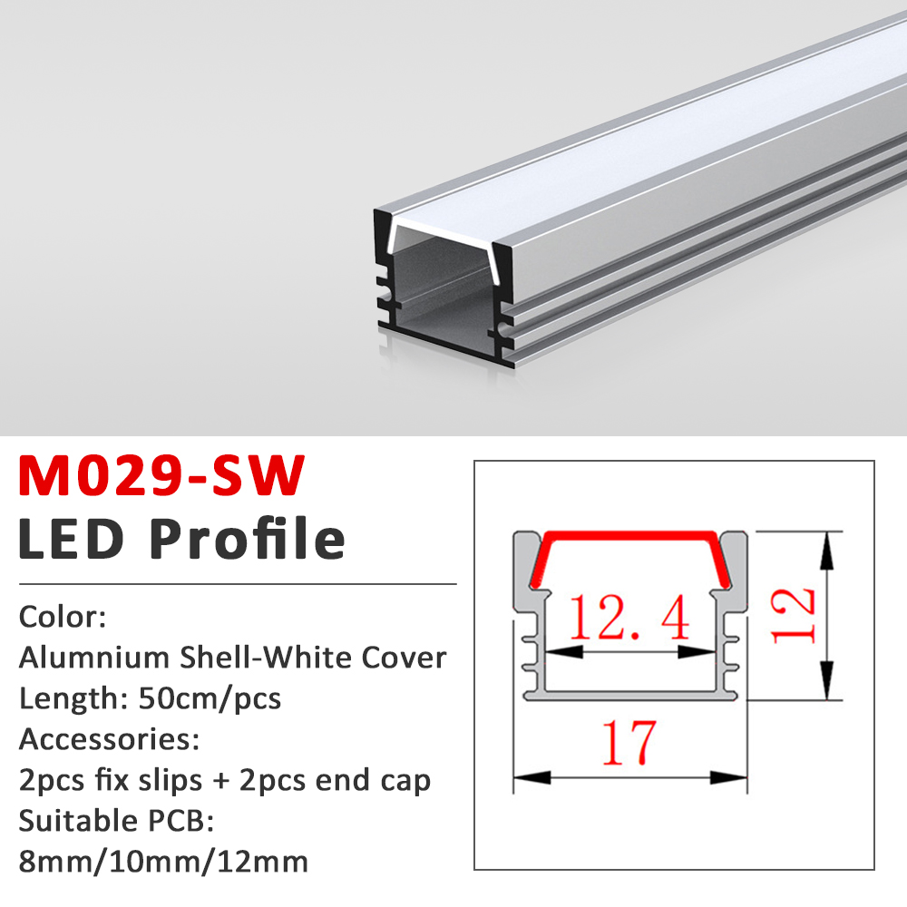 50CM LED Strip Light Aluminium Profile Channel Silvery Black Diffuser PC Cover for 8mm/10mm/12mm Bar Cabinet Linear Lamp Decor: Emitting Color8 / 0.5m