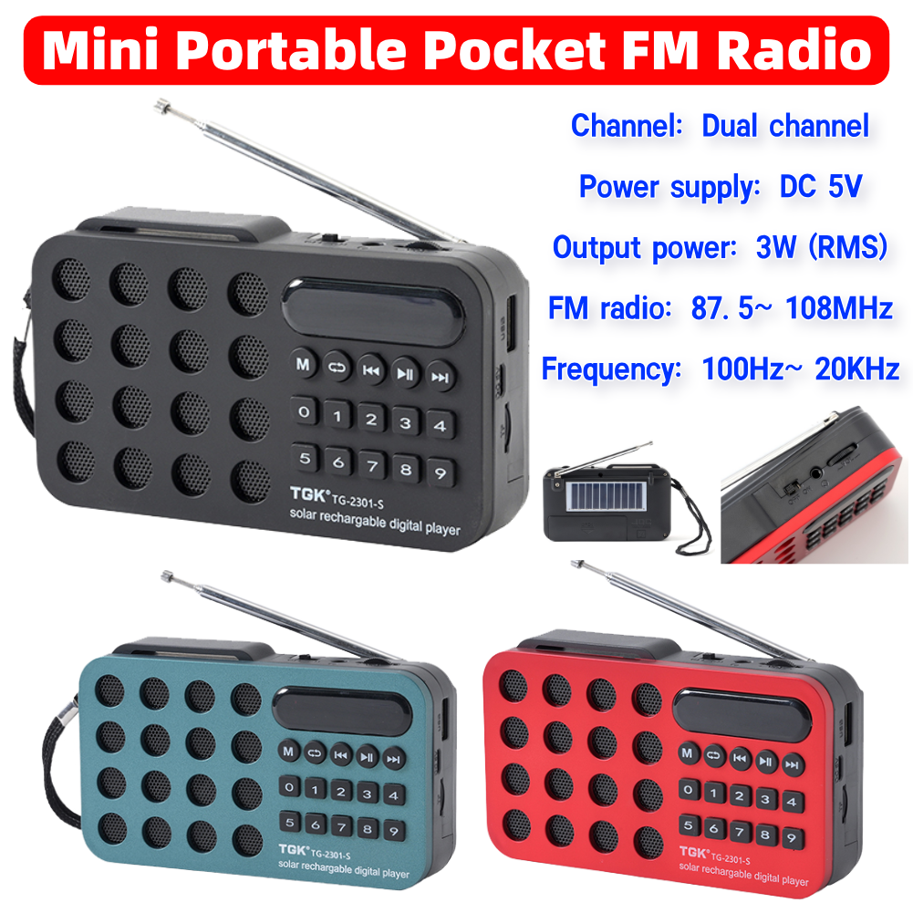 Mini Portable Pocket FM Radio Bluetooth-Compatible Support USB TF Card Play Wireless Speakers Built-in Speaker Handheld FM Radio