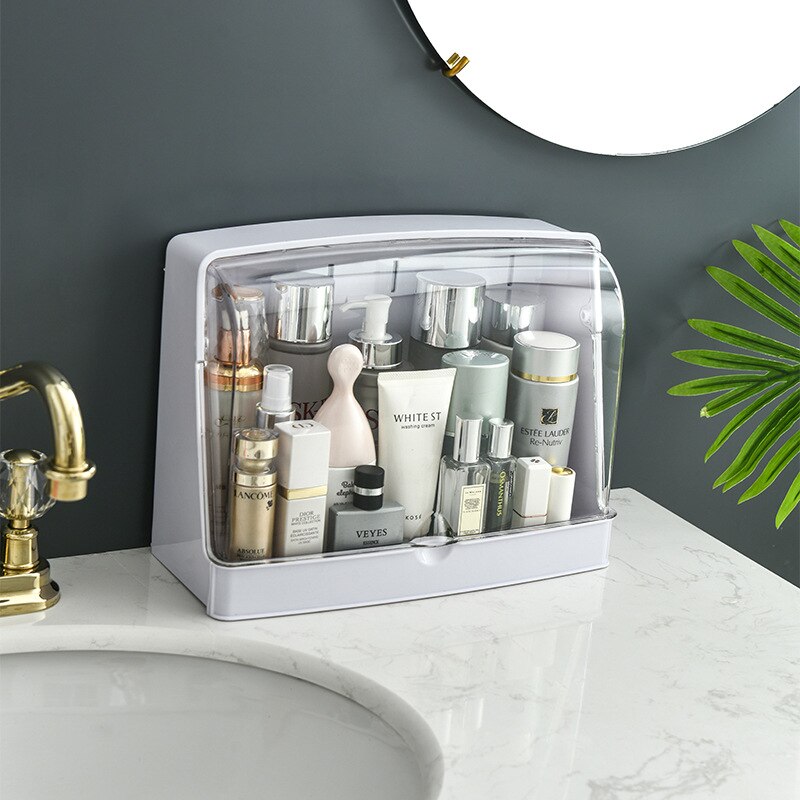 Vægmonteret kosmetisk opbevaringsboks makeup arrangør badeværelse tilbehør køkkenholdere med låg vandtæt pladsbesparende pasta