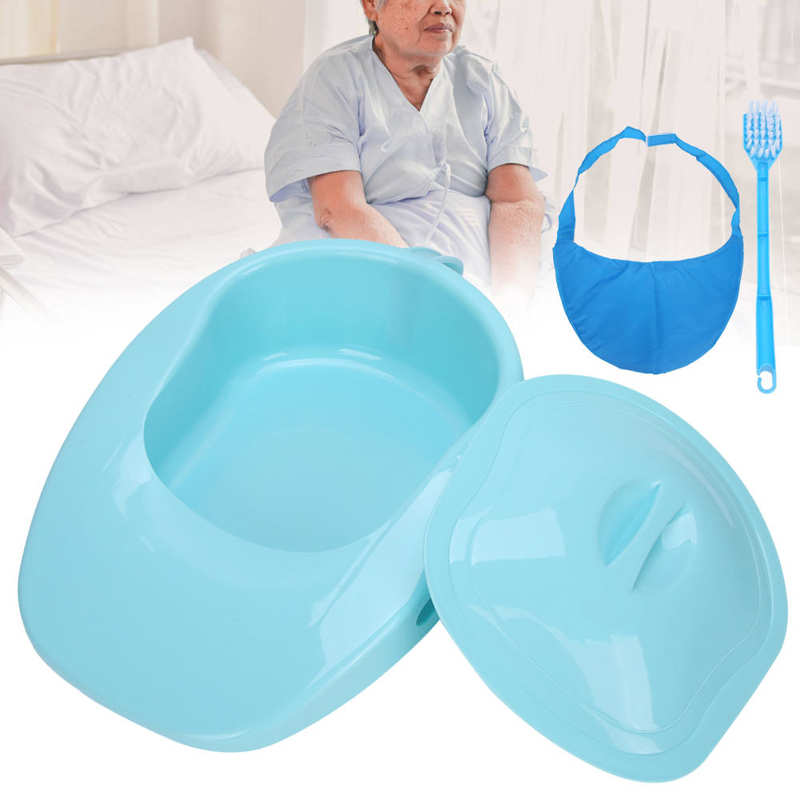 Portable Household Bedridden Patient Elderly Bedpan Pregnant Women Adult Nursing Care Reusable Anti-Spill Blue Urinal Bedpan