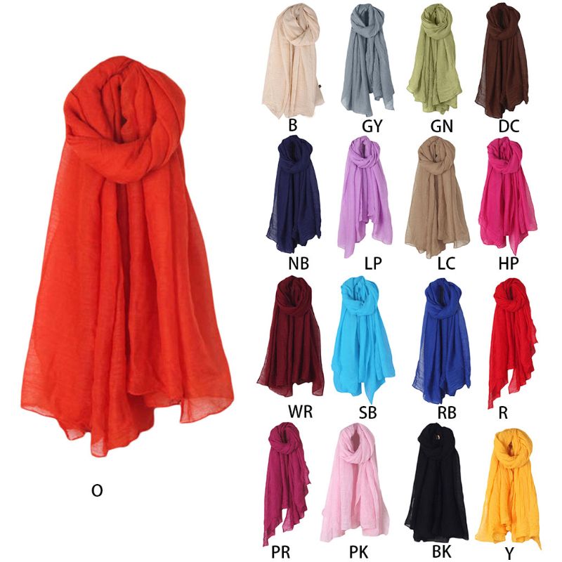 Mode 16 Kleuren Vrouwen Lange Sjaal Wrap Sjaals Vintage Katoen Linnen Grote Sjaal Hijab Elegante Effen Zwart Rood whi