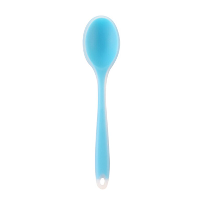 Colorful Silicone Spoon Heat Resistant Non-stick Rice Spoons Kitchenware Tableware Learning Spoon Cooking Kitchen Tool: Blue