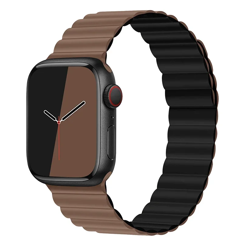 Magnetisk rem til apple watch series 7 band 45mm 41mm silikone urrem iwatch series  s 3 5 4 6 se 38mm 40mm 42mm 44mm: Blå lyserød / 14mm