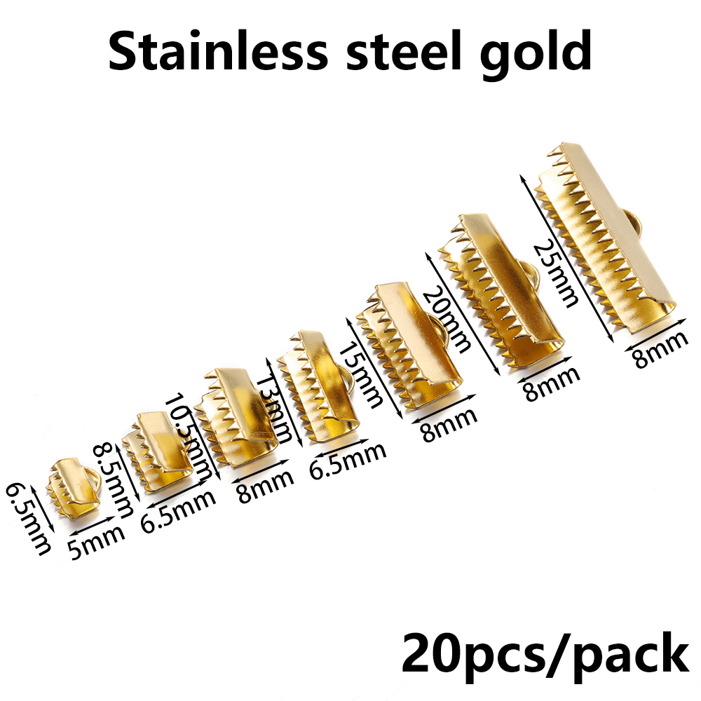 20-30Pcs/lot Stainless Steel Crimp End Bead Buckle Tip Clasp DIY Necklace Bracelet Connectors For Jewelry Making Accessorie: 25mm / black