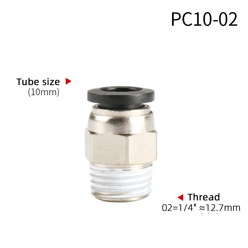 1PCS Pneumatic Quick Connector PC 4MM-12mm Hose Tube Air Fitting 1/4" 1/8" 3/8" 1/2"BSPT Male Thread Pipe Coupler: PC10-02