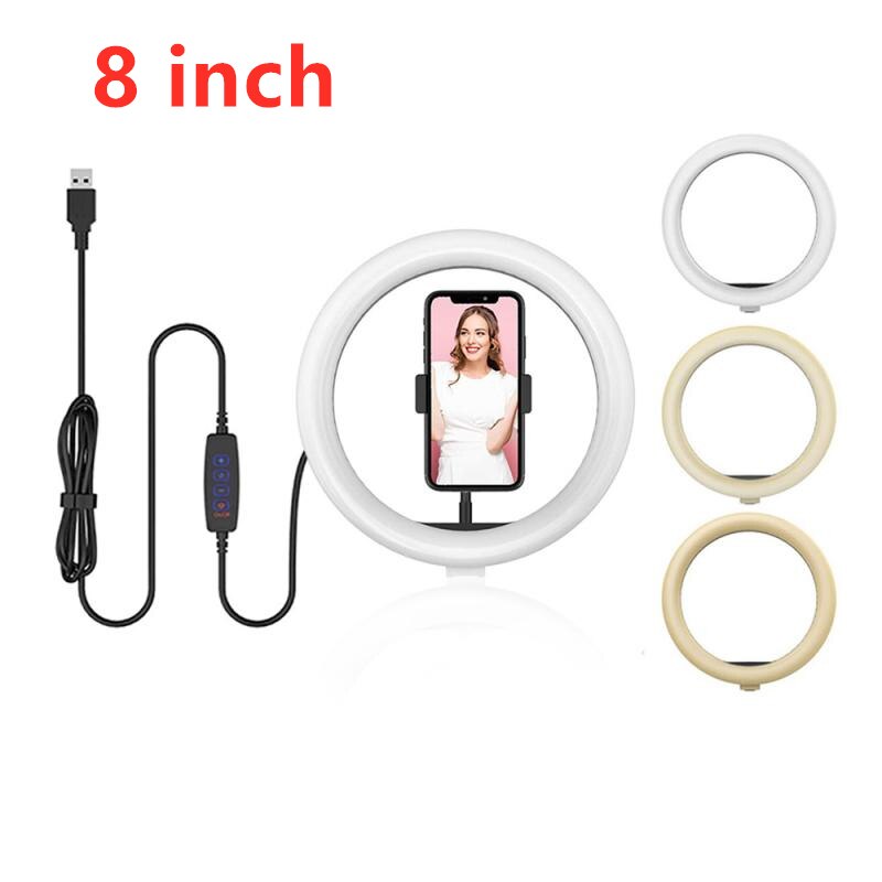 8'' 10'' 12'' Dimmable Ring Lights Wireless Remote Control Phone Video LED RingLight Photography Dimmable Desktop Live Lamp: 8Inch