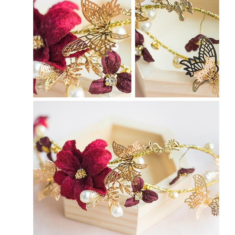 FORSEVEN Gold Strass Kristall Perle Blume Braut Diademe Stirnband Frauen Kopfschmuck Hochzeit Kronen Haar Schmuck Zubehör JL