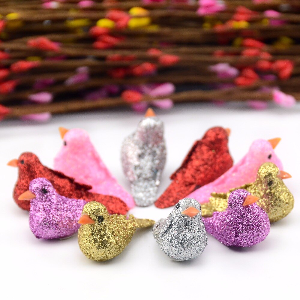 6 Stuks Wit En Roze Kunstmatige Foam Vogels Bruiloften Kerstboom Decoratie Diy Handwerk Accessoire Krans Scrapbooking