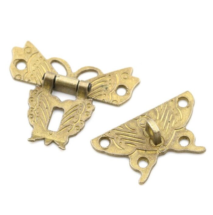 Retro Chic Butterfly Latch Catch Jewelry Wooden Box Lock Hasp Pad Chest Lock