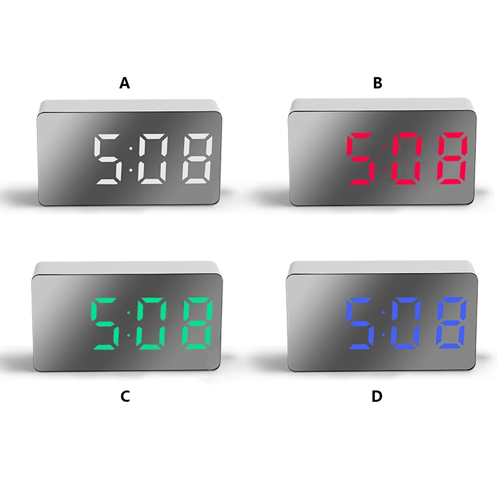 LED Mirror Alarm Clock Digital Snooze Table Clock Wake Up Light Electronic Large Time Temperature Display Home Decoration Clock
