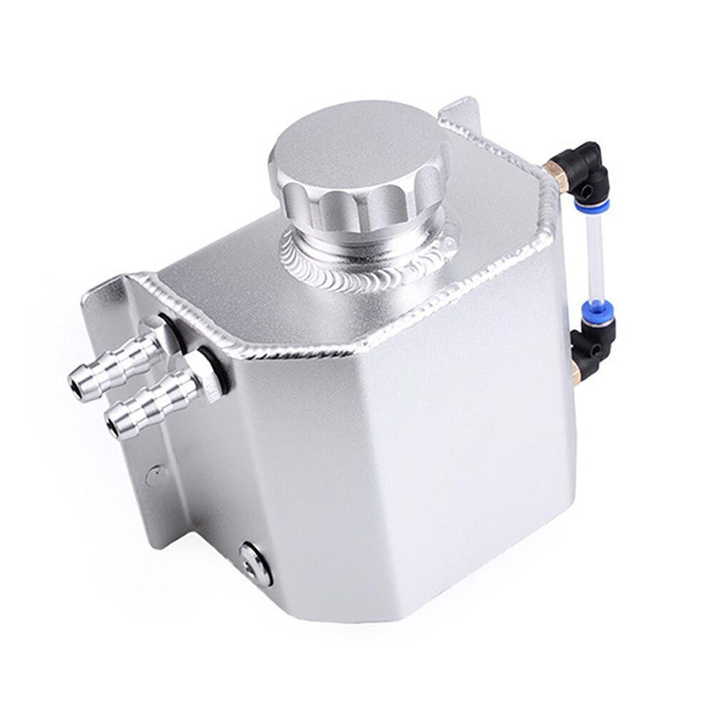Radiador refrigerante cuadrado de aluminio duradero Universal para coche, depósito de botella de agua de recuperación de desbordamiento, tanque de agua, 1L: Plata