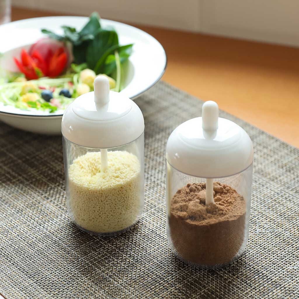1pc Spice Jar With Spoon Chicken Essence Seasoning Bottle Salt Cooking Tools Kitchen Storage Box Supplies