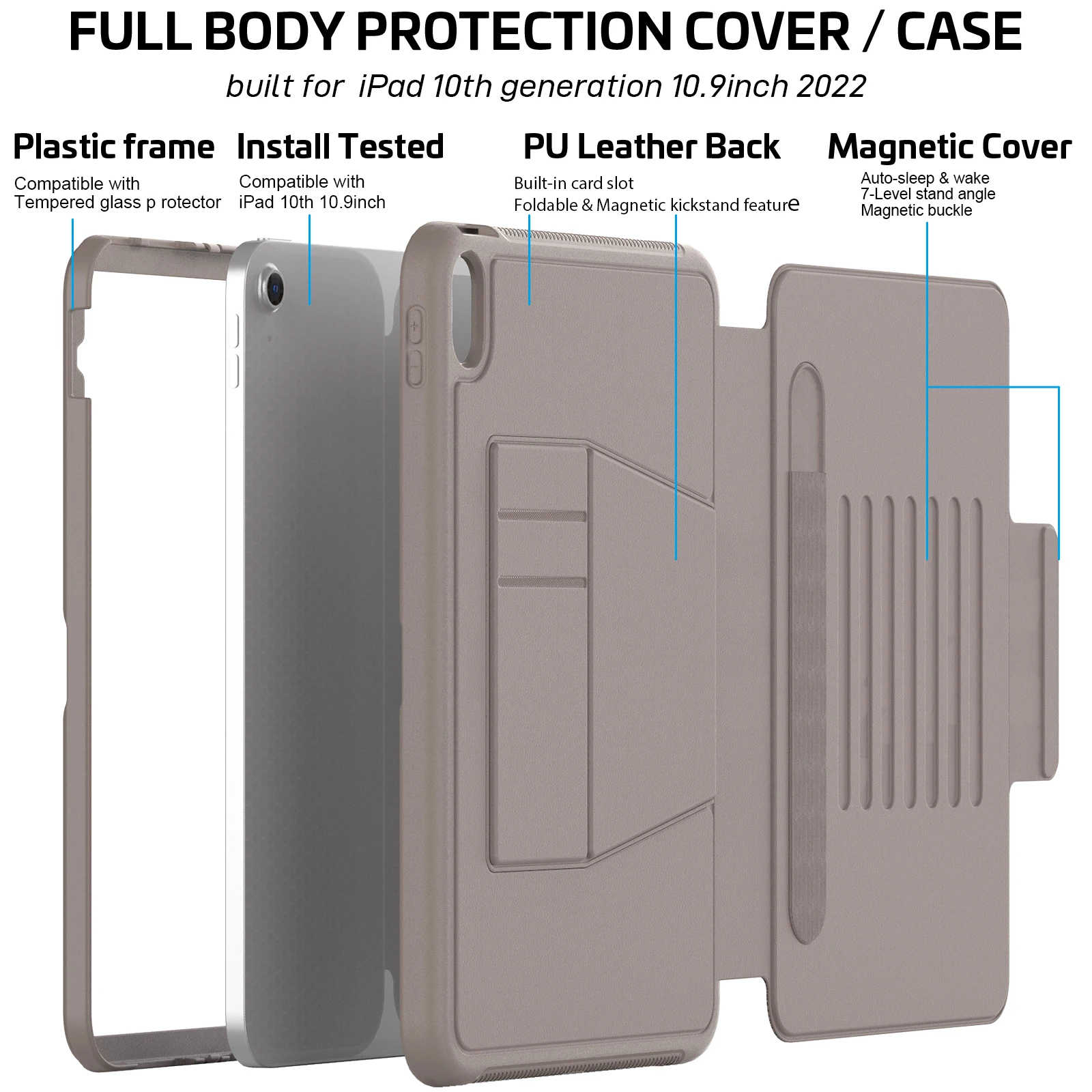 Funda para iPad 11th(A16)10th Generation 7/8/9th 10,2 mini6 7 Air 4 5 Pro 11 13 Funda de cuero para tableta a prueba de golpes Funda para niños