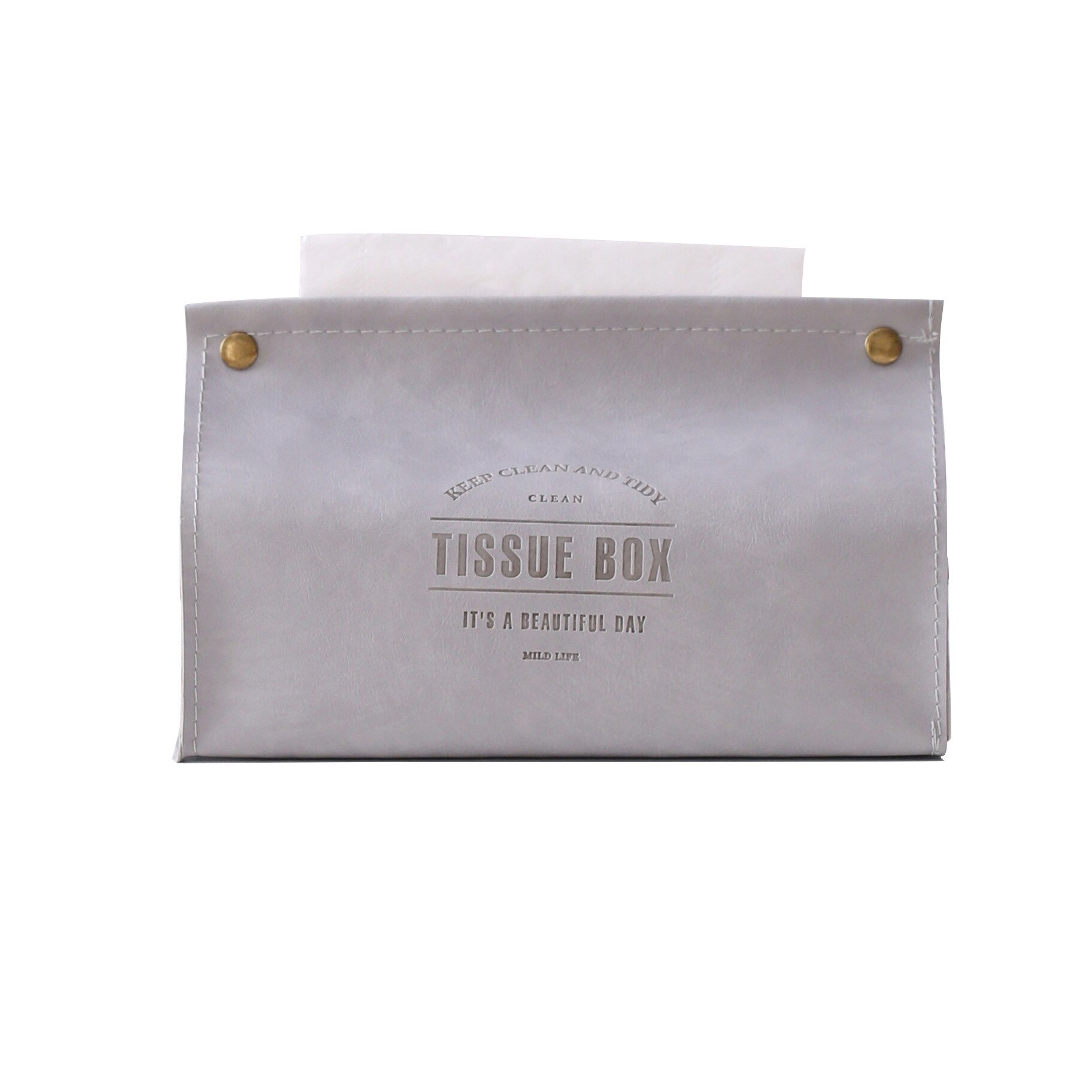Caja para pañuelos con de mármol y cuero sintético, recipiente para pañuelos, servilletas de papel para el hogar y el coche: Gray-2