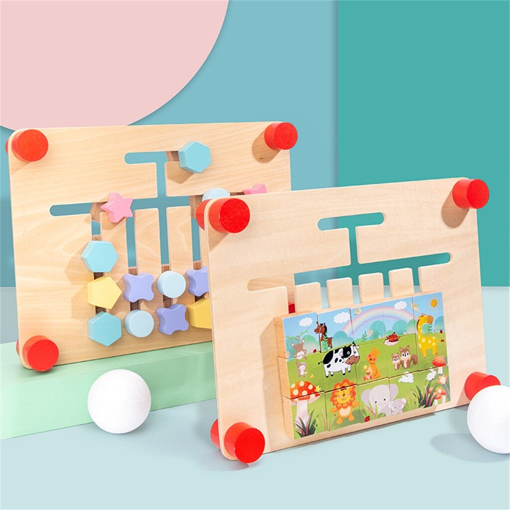 Vier Kleur Wandelen Wijsheid Spelen Kinderen Speelgoed Houten Glijbaan Puzzel Educatieve Puzzel Speelgoed Kinderen Fun Play Creatieve Spel Puzzel