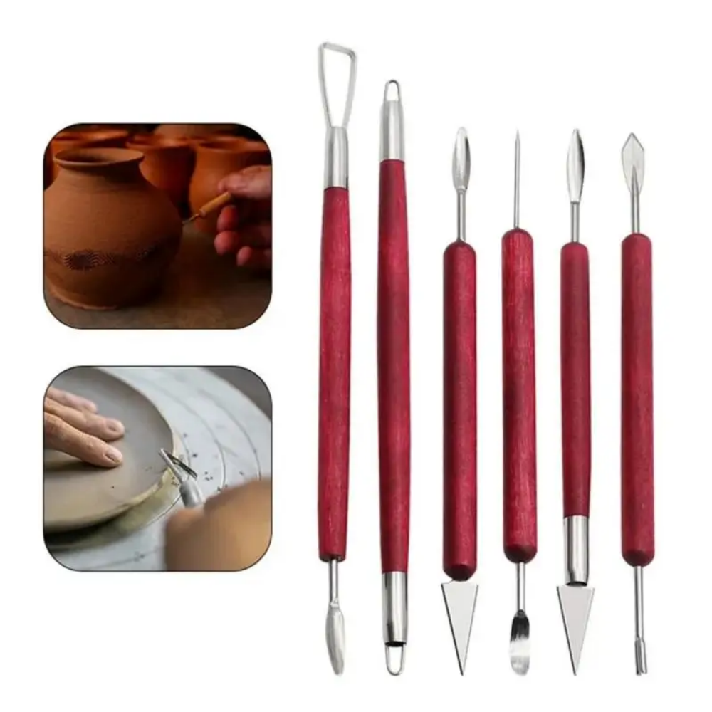 Juego de Herramientas para esculpir arcilla, Kit de herramientas para tallar cerámica, cera, arte, artesanía, modelado, escultura, juego de cuchillos, 6 piezas por juego: Default Title