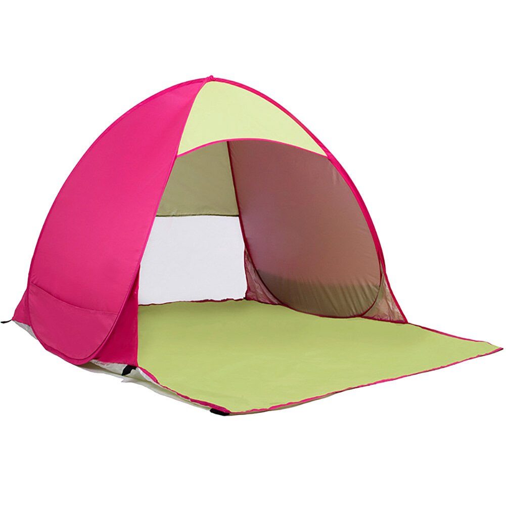 Quick Open Beach Tent Anti UV Camping Hiking Travel Awning Shelter Outdoor UV Protection Camping Fishing Tent Cabana Sun Shelter: Peach Red