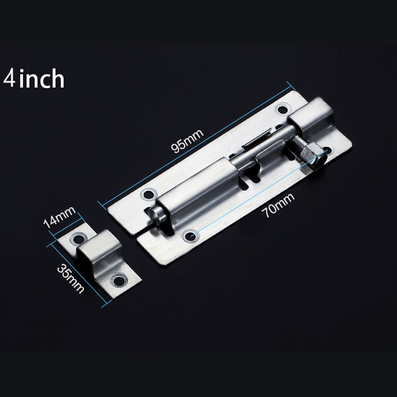 1Pc 3/4/5 Inch Long Silver Stainless Steel Door Latch Sliding Lock Barrel Bolt Latch Hasp Stapler Gate Safety Lock