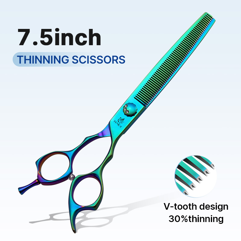 Fenice 7.0/7.5 inch JP440C Green Pet Grooming Scissors Shears Cutting&Curved&Thinner Set Kit for Dog Trimming Tools: light yellow