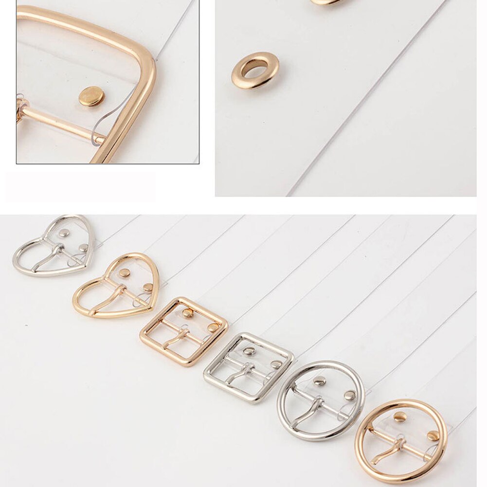 Clear Heart Belt Women Simple Plastic PVC Transparent Dress Belts For Jeans Metal Pin Buckle Trouser Waistband