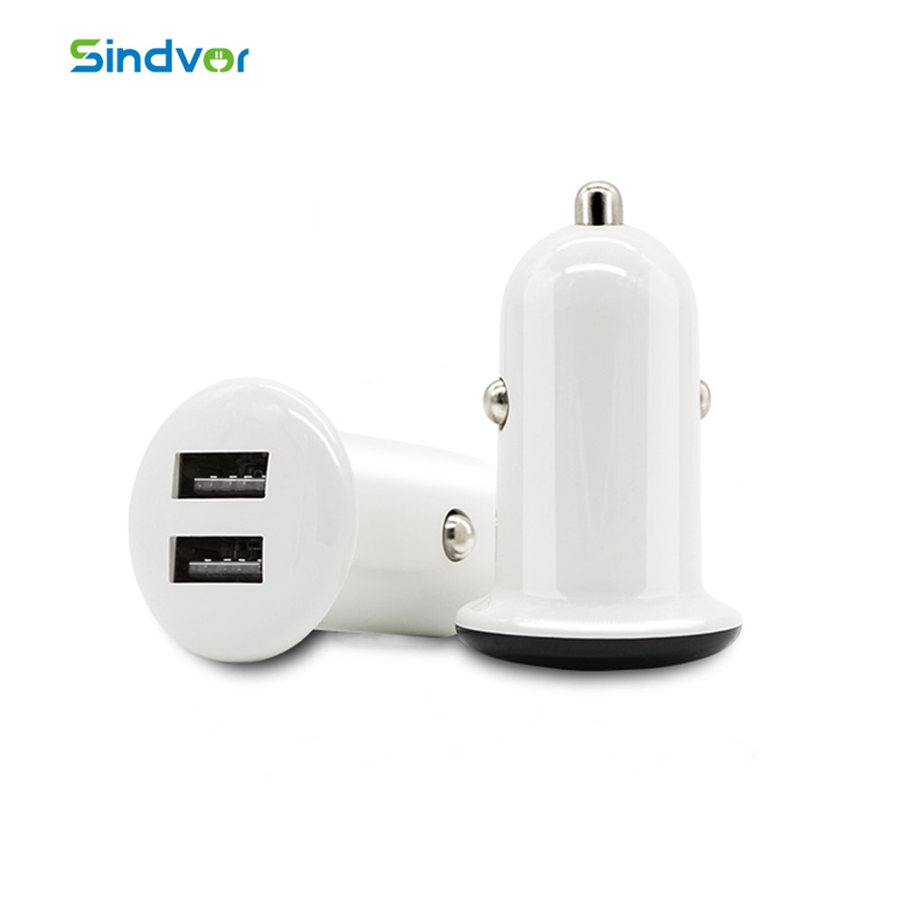 Sindvor Mini USB Auto Oplader Voor Mobiele Telefoon Tablet GPS 3.1A Fast Charger Auto-Oplader Dual USB Auto Telefoon charger Adapter in Auto